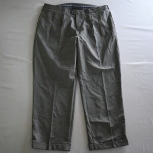 Bespoke Mens 40x30 Gray Glenn Check Pleated Cuffed Dress Pants‎